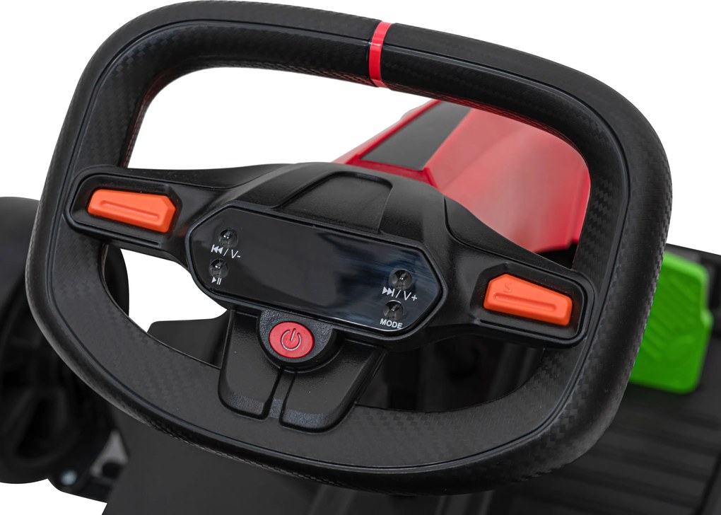 Ramiz Motokára na batérie Fast 3 Drift pre deti Červená + funkcia Drift + motory 2x150W + rádio LED + pásy