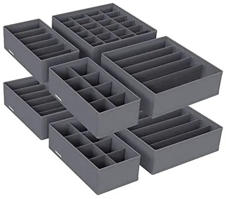 Úložné boxy na spodné prádlo, 8 ks, tmavo sivé