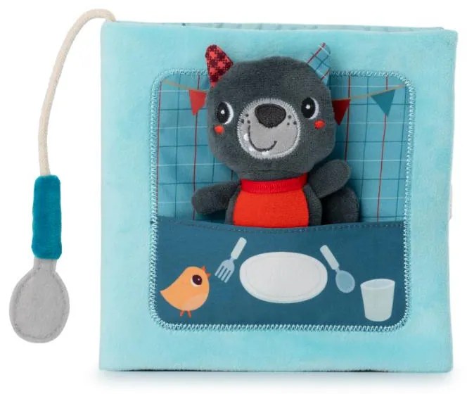 Lilliputiens - textilná knižka s prstovou bábkou - vlk Ľudovít sa učí jesť