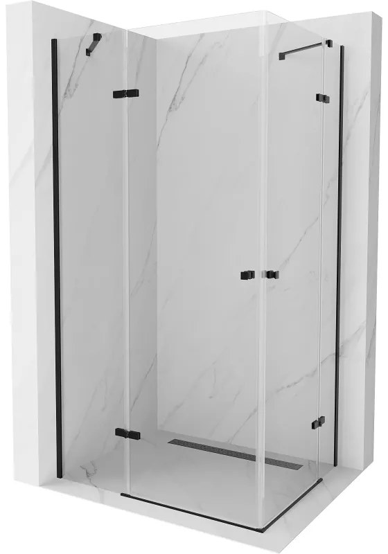 Mexen Roma Duo, sprchovací kút 80 (dvere) x 70 (dvere) cm, 6mm číre sklo, čierny profil, 854-080-070-70-00-02