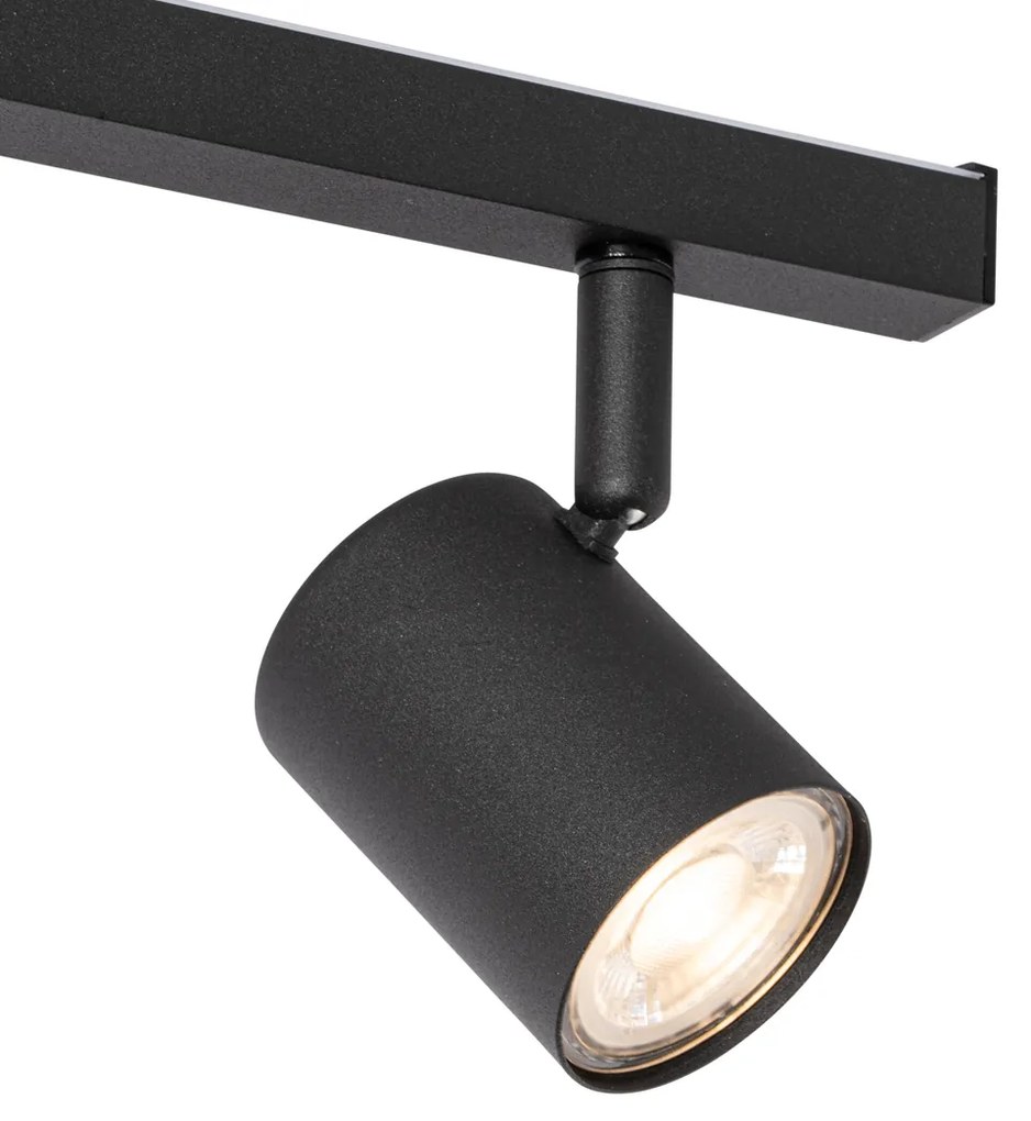 Čierne stropné bodové svetlo GU10 50 mm 3-svetlo vrátane podsvietenia - Back Up