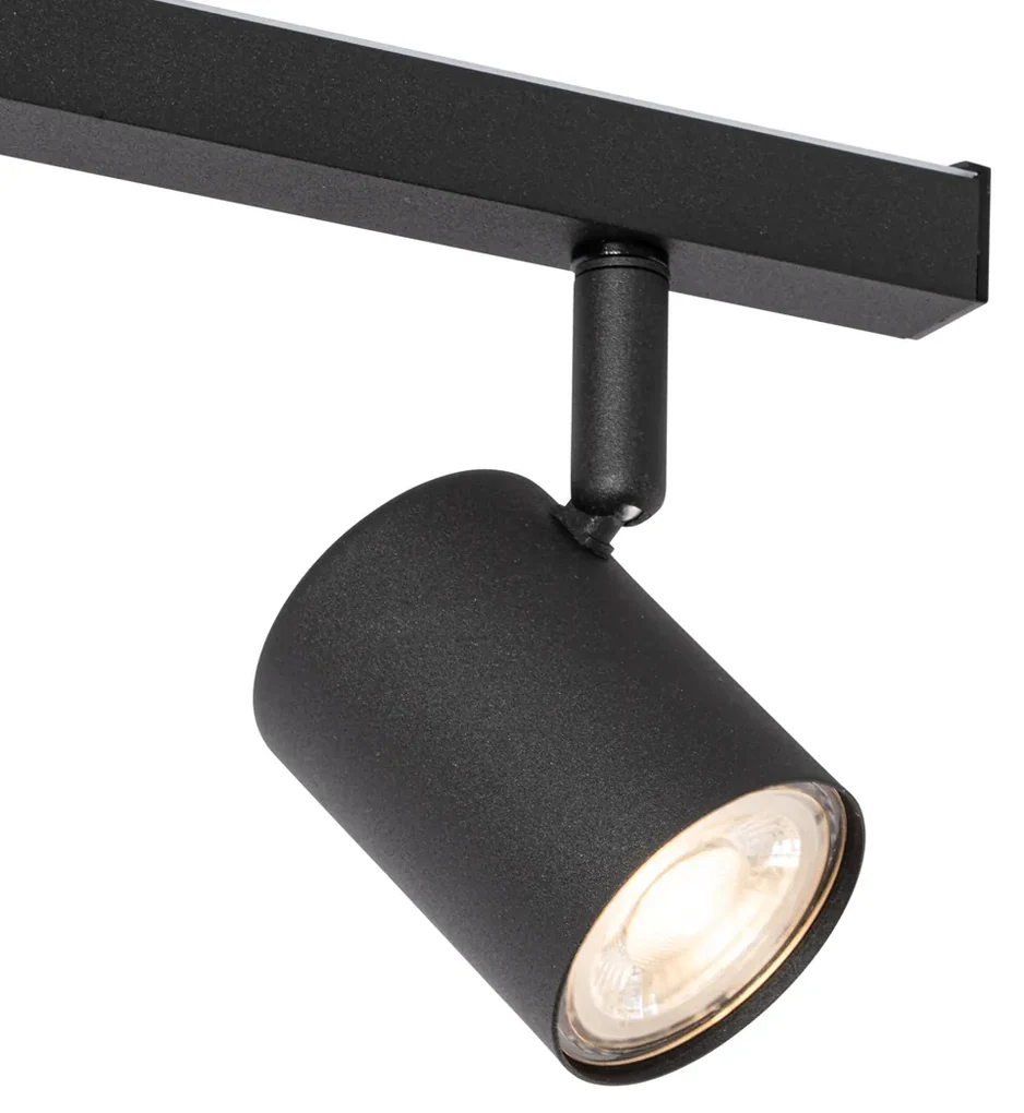 Čierne stropné bodové svetlo GU10 50 mm 3-svetlo vrátane podsvietenia - Back Up