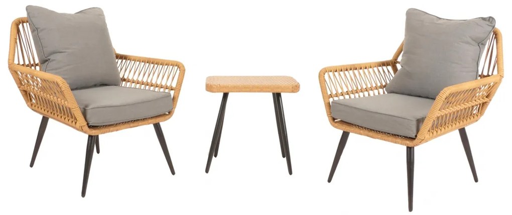 Záhradná súprava stoličiek a stolíka HWC-N34 - tmavo sivá