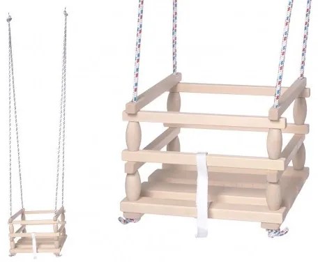 Hojdačka Baby drevená 33x30cm nosnosť 80kg v sáčku 6m +