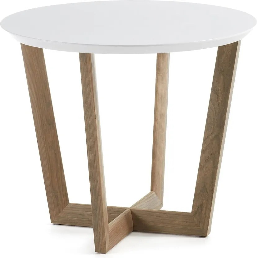 Odkladací stolík z dubového dreva s bielou doskou La Forma Rondo, ⌀ 60 cm