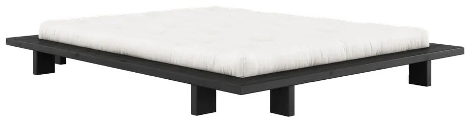 Čierna dvojlôžková posteľ z borovicového dreva s roštom 160x200 cm Japan - Karup Design