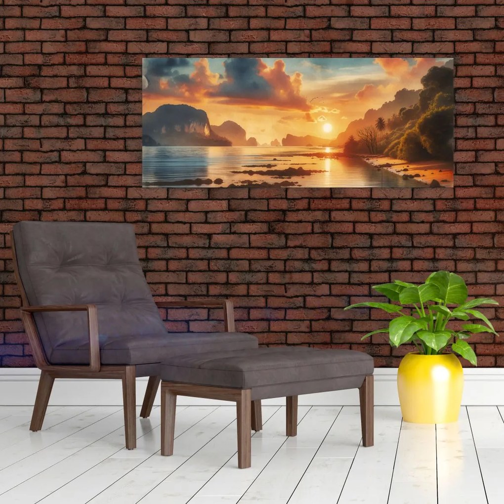 Obraz - Pohľad z pláže (120x50 cm)