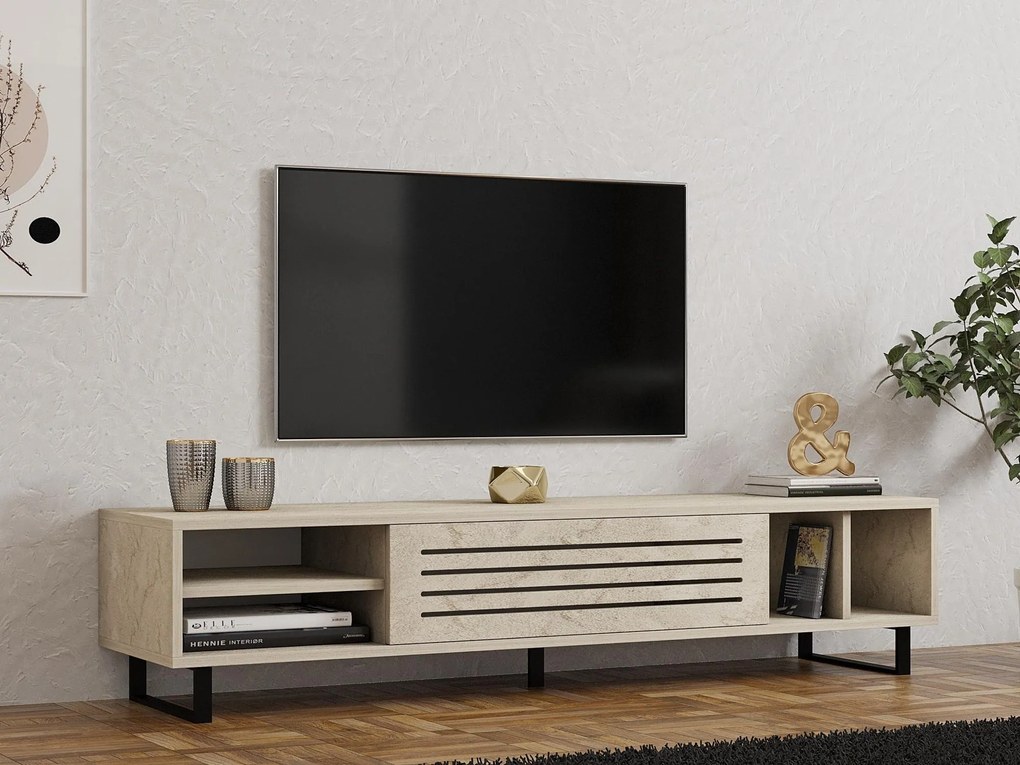 TV stolík/skrinka Samba (travertín). Akcia -18%. Vlastná spoľahlivá doprava až k Vám domov. 1102545