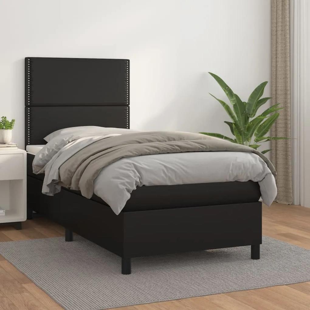 Boxspring posteľ s matracom čierna 90x200 cm umelá koža 3142761