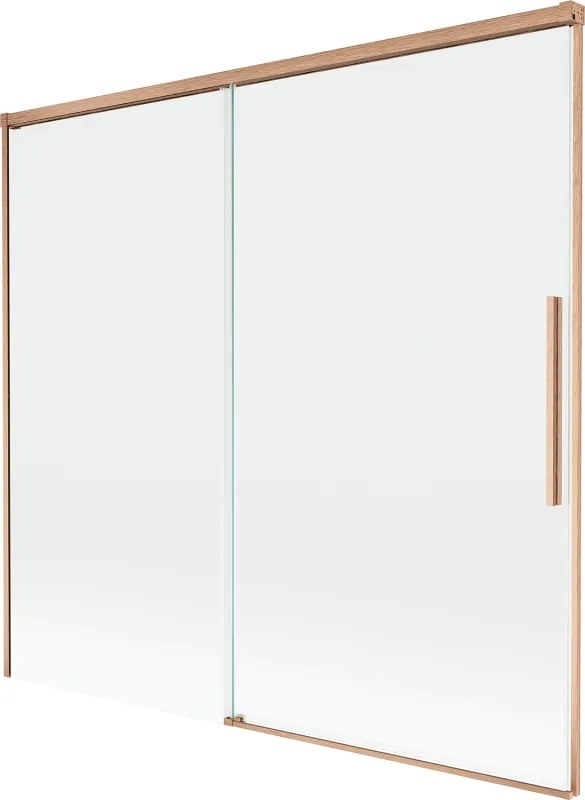Mexen Rox, 2-krídlová posuvná vaňová zástena 170 x 150 cm, 8mm číre sklo, medený matný profil, 8C9-170-001-65-00