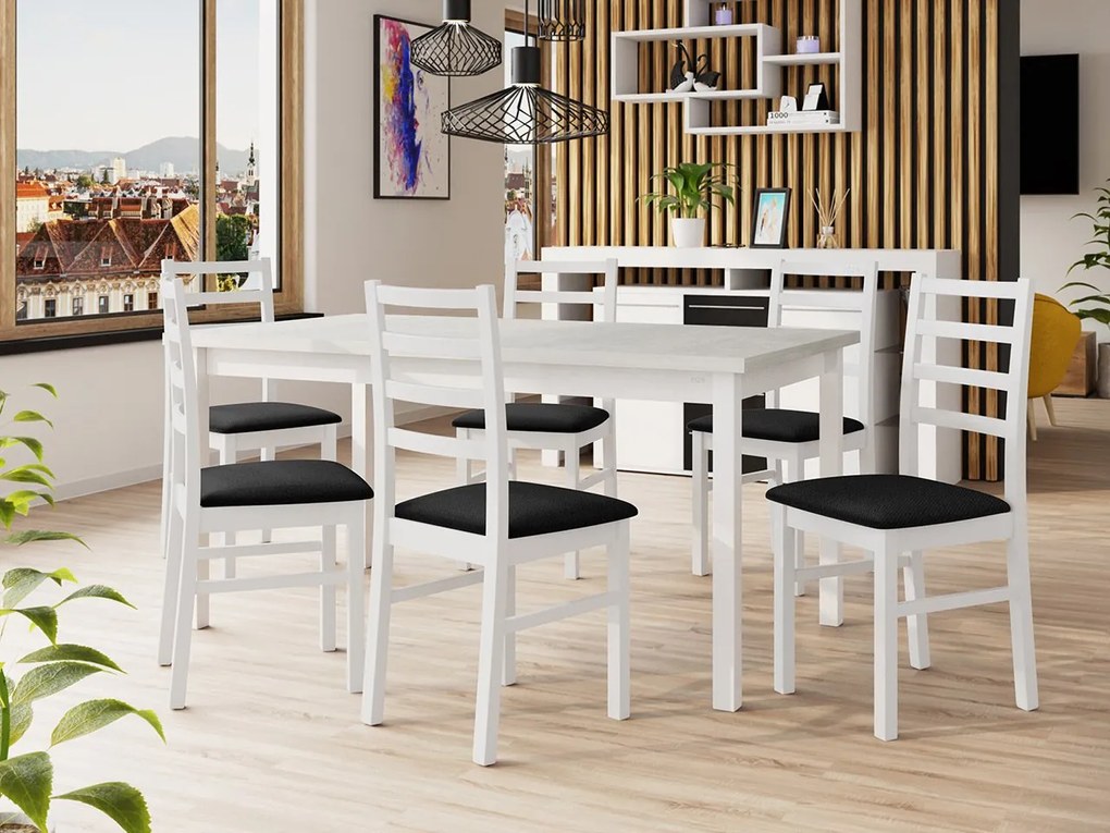 Rozkladací jedálenský stôl so 6 stoličkami AL02, Morenie: Orech - L, Poťahové látky: Zetta 300