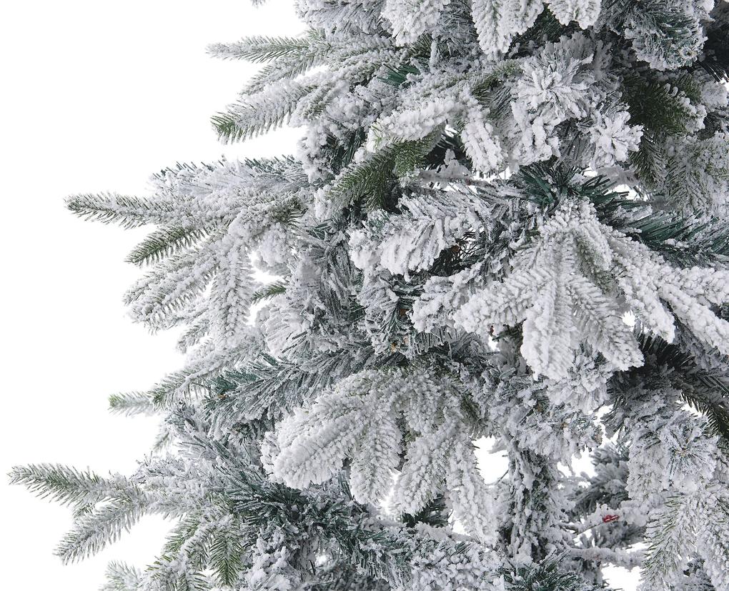 Zasnežený umelý vianočný stromček 180 cm biely TOMICHI Beliani