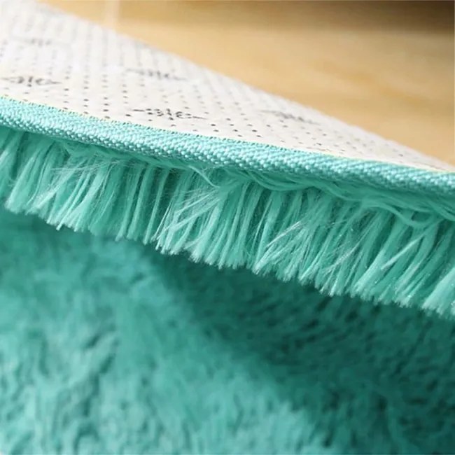 Protišmykový koberec SHAGGY modrý kruh