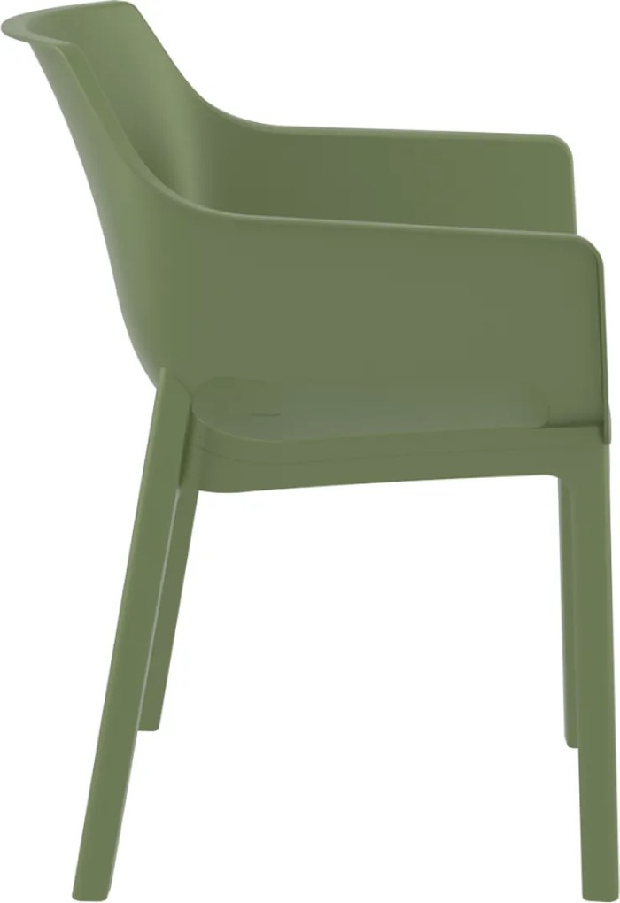 DORA záhradná stolička s podrúčkami olive green