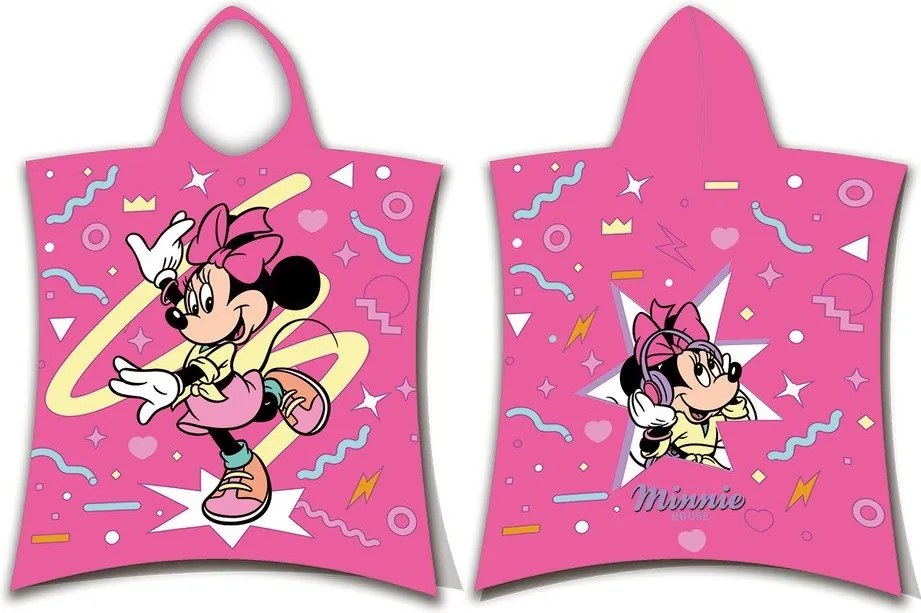 Ružové bavlnené detské pončo veľkosť 3-8 rokov Minnie "Sparkle" – Jerry Fabrics