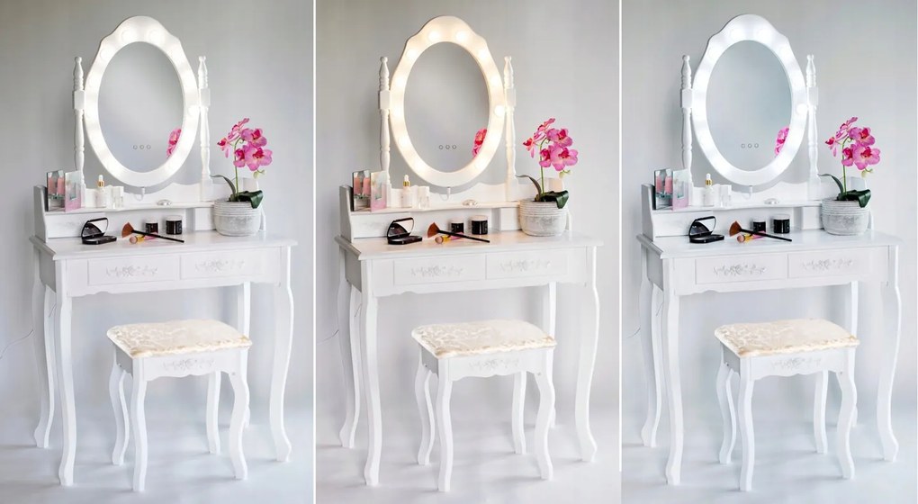 JAKS LED TOALETNÝ STOLÍK TL011 BIELY