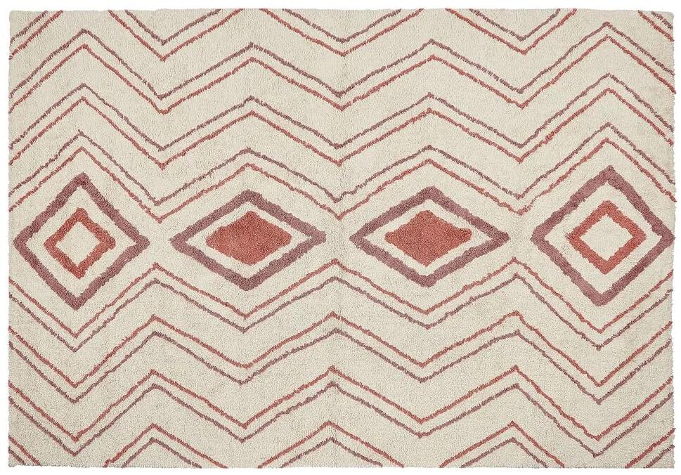 Bavlnený koberec 140 x 200 cm béžová/ružová KASTAMONU Beliani