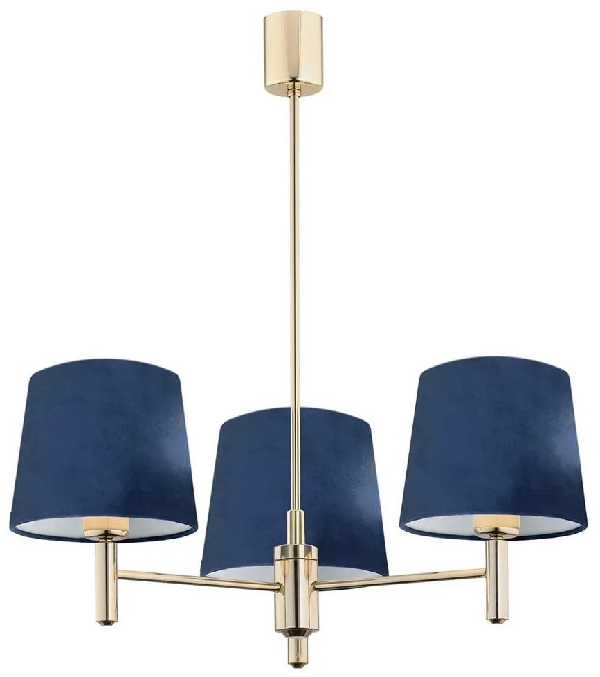 Argon 1485 - Luster na tyči PONTE 3xE27/15W/230V modrá/mosadz