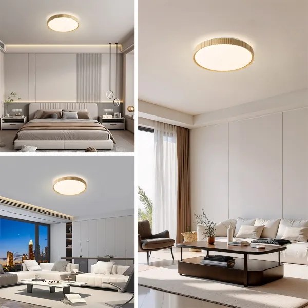 Brilagi-LED Stmievateľné stropné svietidlo CORVO LED/72W/230V 3000-6000K s drevodekorom pr.50 cm + diaľkové ovládanie