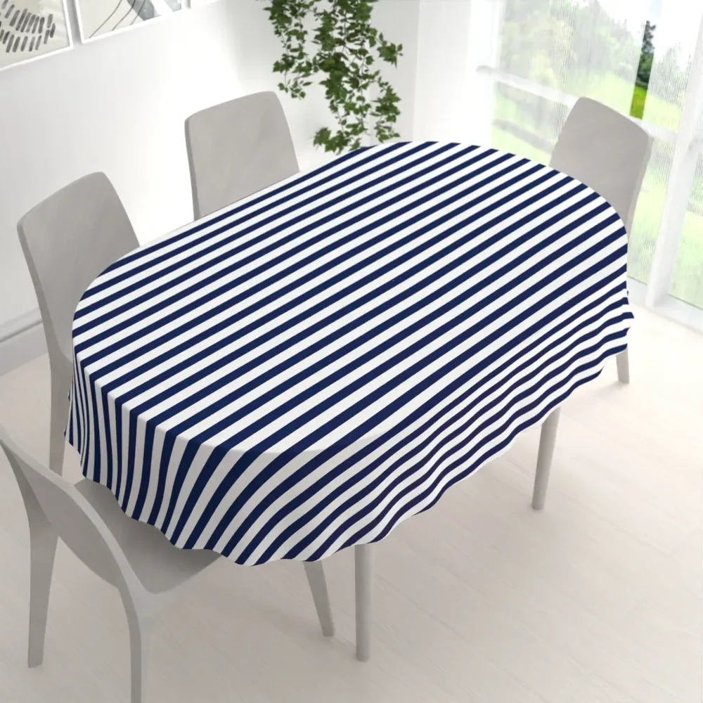 Biante Bavlnený oválny obrus Sandra SA-619 Modro-biele námornícke pruhy 100x160 cm