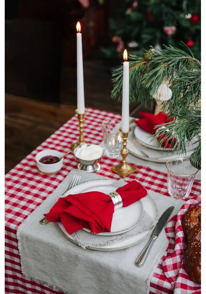 Ľanový obrus 140x140 cm Red Gingham – Linen Tales