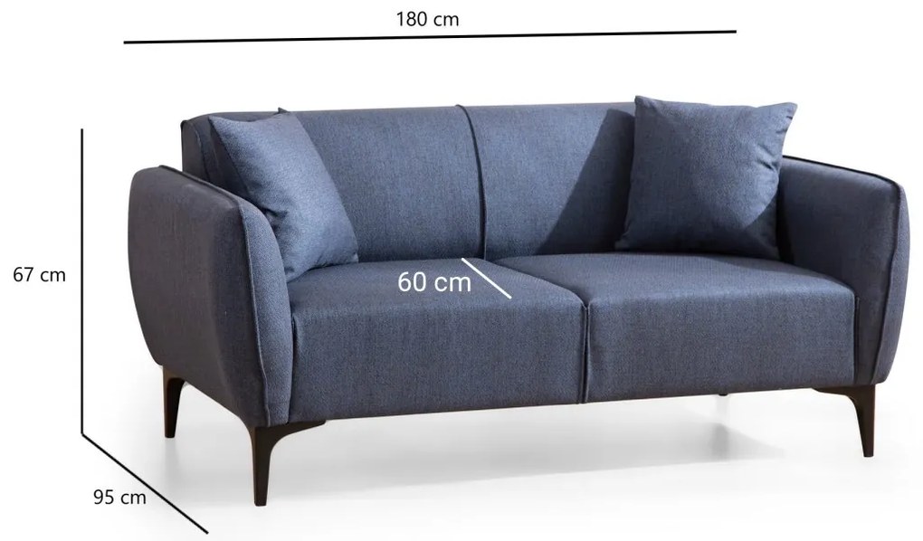 Dvojmiestna pohovka Belissimo 180 cm modrá