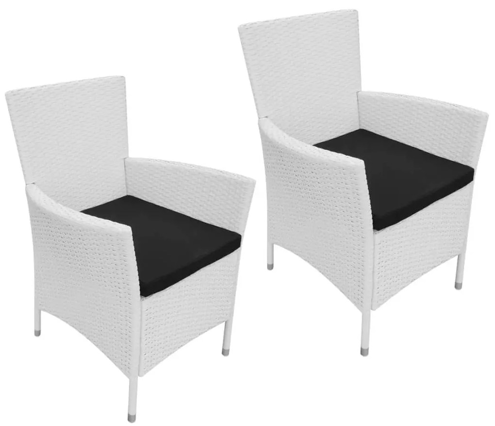 vidaXL Záhradné jedálenské stoličky, 2 ks, polyratan, krémová biela