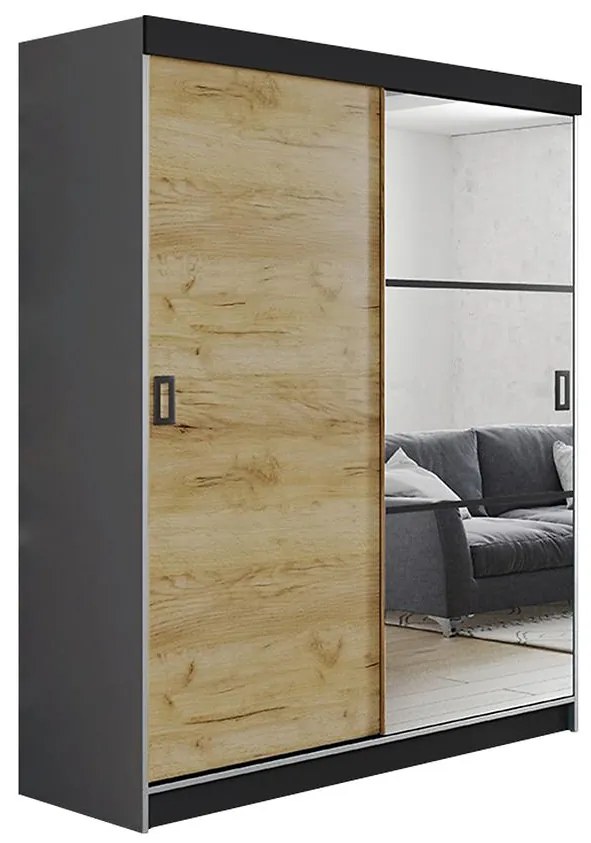 Skriňa Retro 138 5L grafit/ Dvierka craft