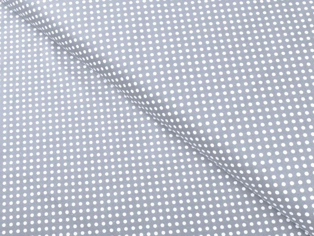 Biante Detské bavlnené posteľné obliečky do postieľky Sandra SA-342 Biele bodky na sivom Do postieľky 90x120 a 40x60 cm