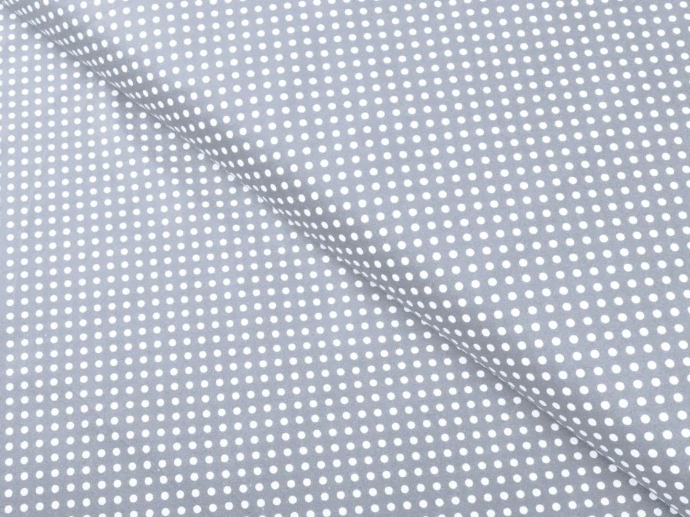 Biante Detské bavlnené posteľné obliečky do postieľky Sandra SA-342 Biele bodky na sivom Do postieľky 90x130 a 40x60 cm