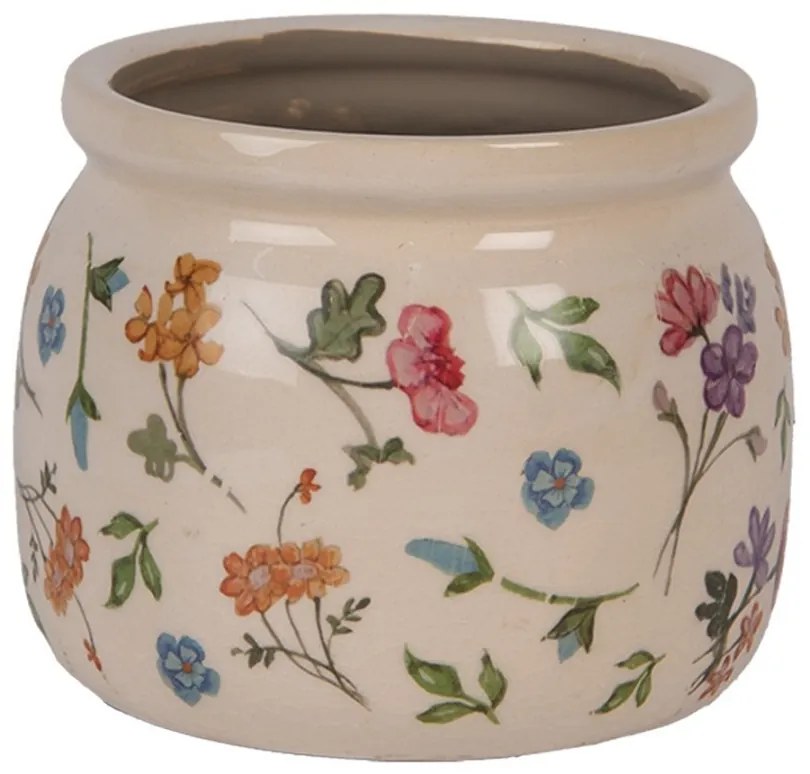 Keramický kvetináč s kvetinami Colourful Flowers S - Ø 12*10 cm