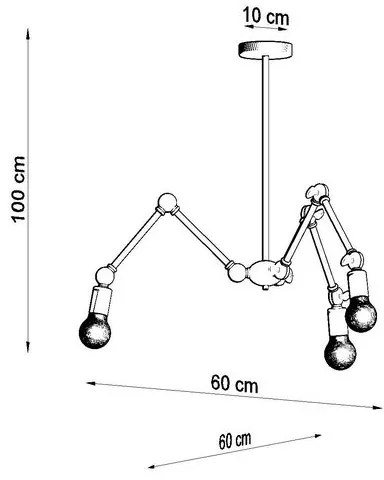 Luster na tyči STARK 3xE27/60W/230V