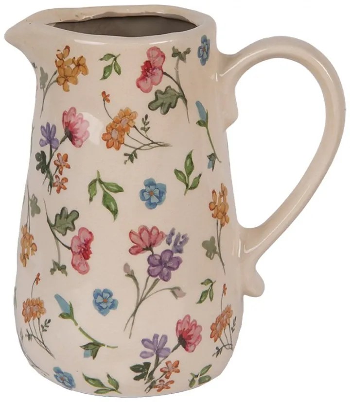 Keramický džbán s kvetinami Colourful Flowers M - 16*12*18 cm