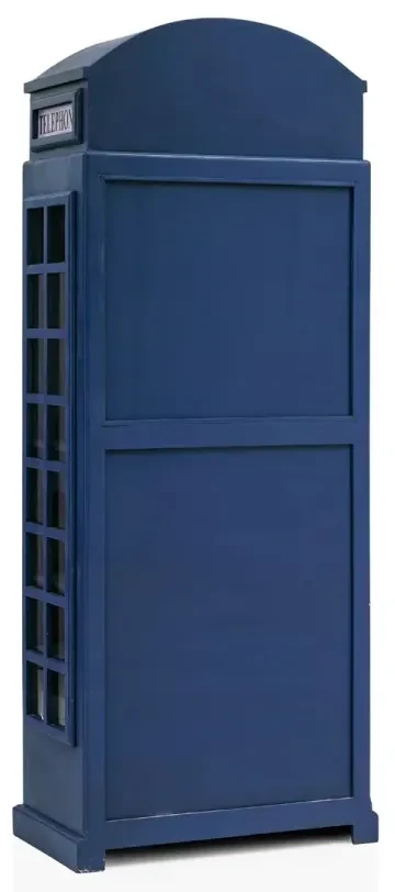 furniture-nabytek.cz - Masívna vinotéka v tvare telefónnej búdky, lakovaná, modrá – Mango 78×44×200 cm
