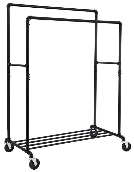 SongmicsHome Dvojitý stojan na oblečenie RARE, vodovodné rúry 100x59x162cm, čierna