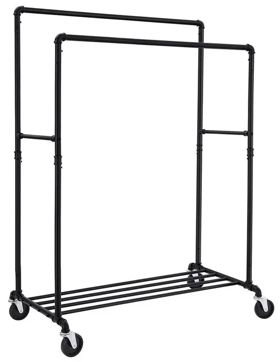 SongmicsHome Dvojitý stojan na oblečenie RARE, vodovodné rúry 100x59x162cm, čierna