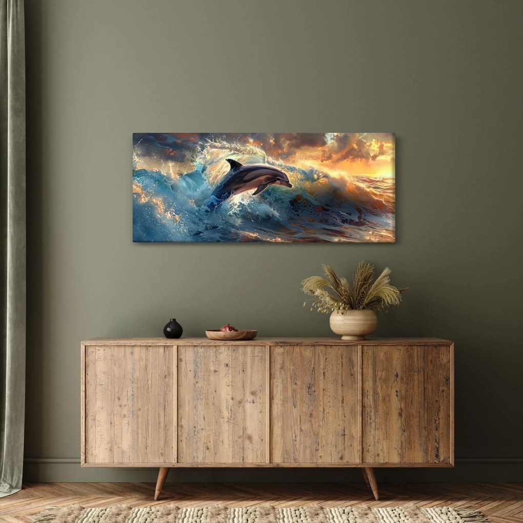 Obraz - Delfín, ilustrácie (120x50 cm)