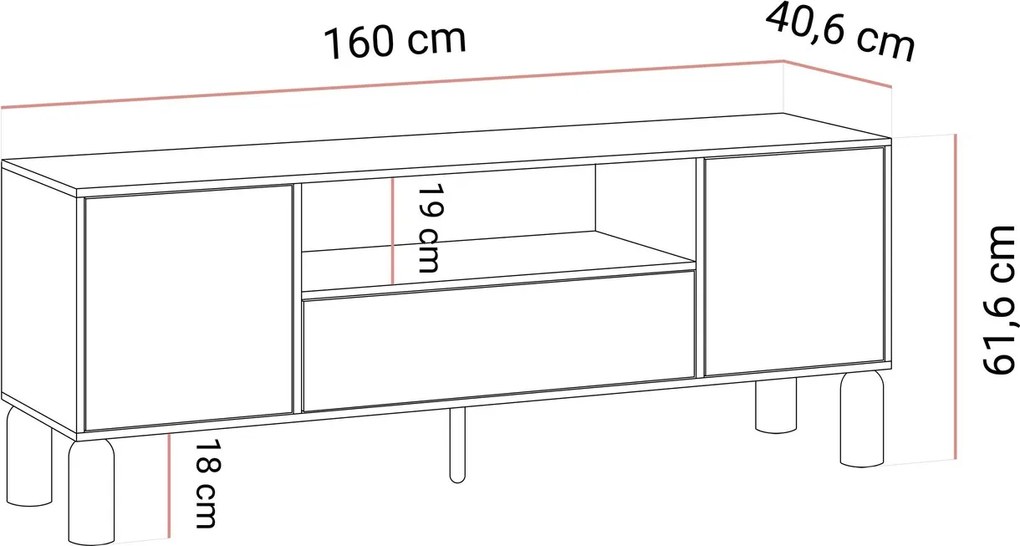 TV skrinka CAJA dub bookmatch 160 cm