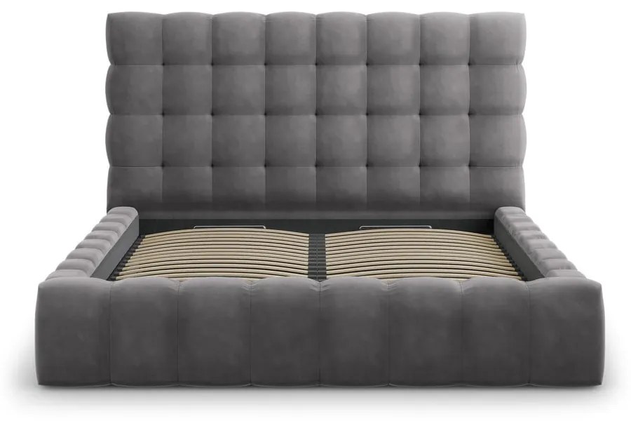 Sivá čalúnená dvojlôžková posteľ s úložným priestorom s roštom 180x200 cm Bali – Cosmopolitan Design