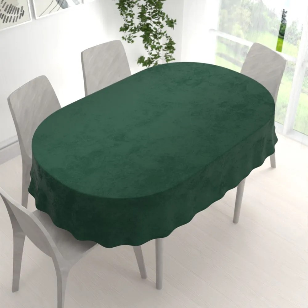 Biante Zamatový oválny obrus Velvet Prémium SVP-040 Lesná zelená 140x220 cm