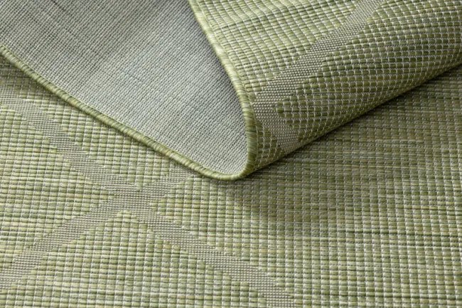 Koberec šnúrkový SIZAL PATIO ploské tkanie 3075 romby zelený / béžový