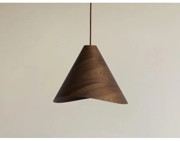 Drevený závesný luster s lankom 1xE27/60W/230V pr. 33 cm masív/orech/kaučukovník