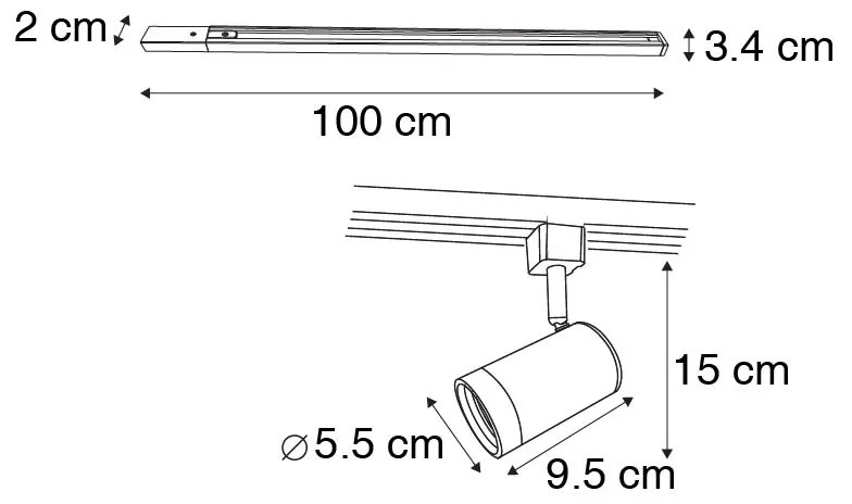 Moderný 1-fázový koľajnicový systém s 14 reflektormi biely - Jeana