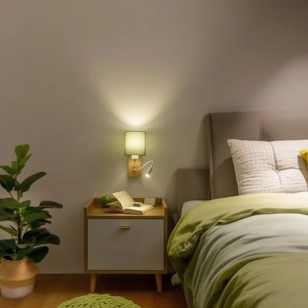 Brilagi - LED Nástenná lampa NUBILA WOOD 1xE27/25W/230V + LED/3W dub/zelená