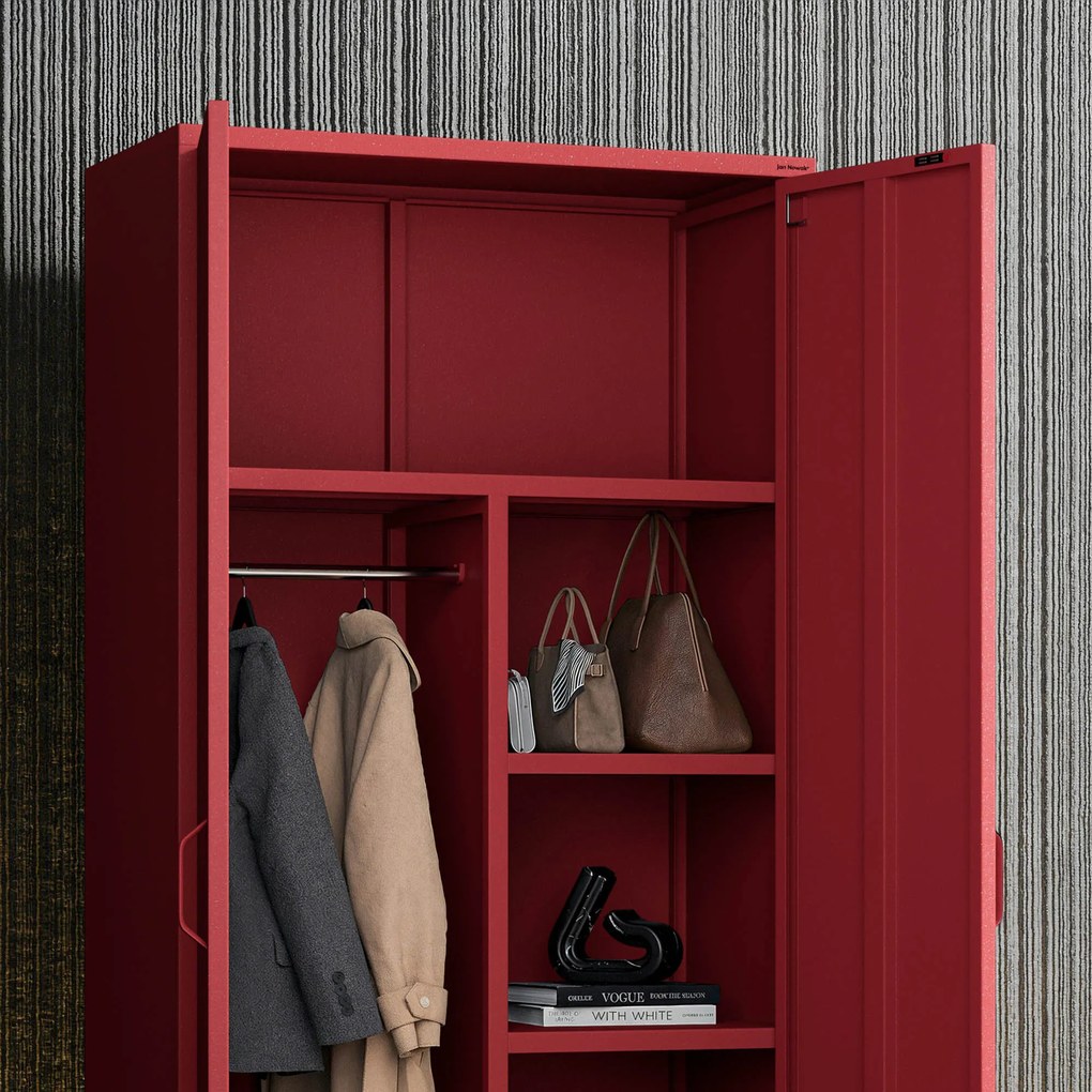 Šatníková skriňa FLAVIO, 800 x 1850 x 450 mm, Modern: červený farba