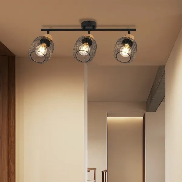 Brilagi - Bodové svietidlo BASKLITE 3xE27/15W/230V drevo/čierna