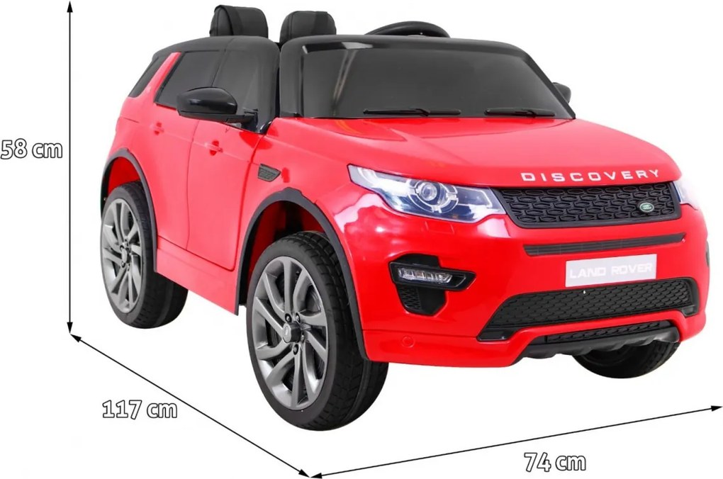 Ramiz Land Rover Discovery elektrické auto pre deti červené SUV + diaľkové ovládanie