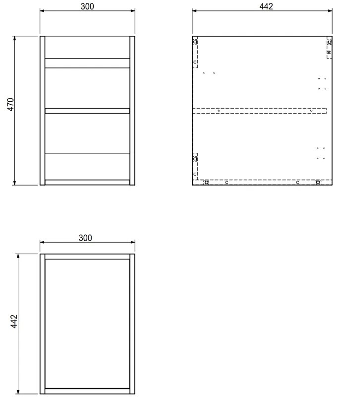 Mexen Rivel, kúpeľňová skrinka 30 cm, 1 dvierka, drážkovaná, orech, 91A21-03047-1-BF86