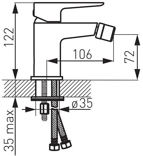 Ferro Adore, bidetová batéria, čierna-chrómová, BDR6BLC