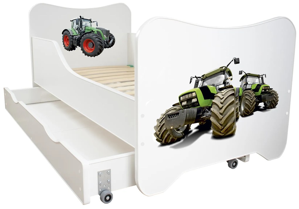 TOP BEDS Detská posteľ Happy Kitty 140x70 Traktor so zásuvkou